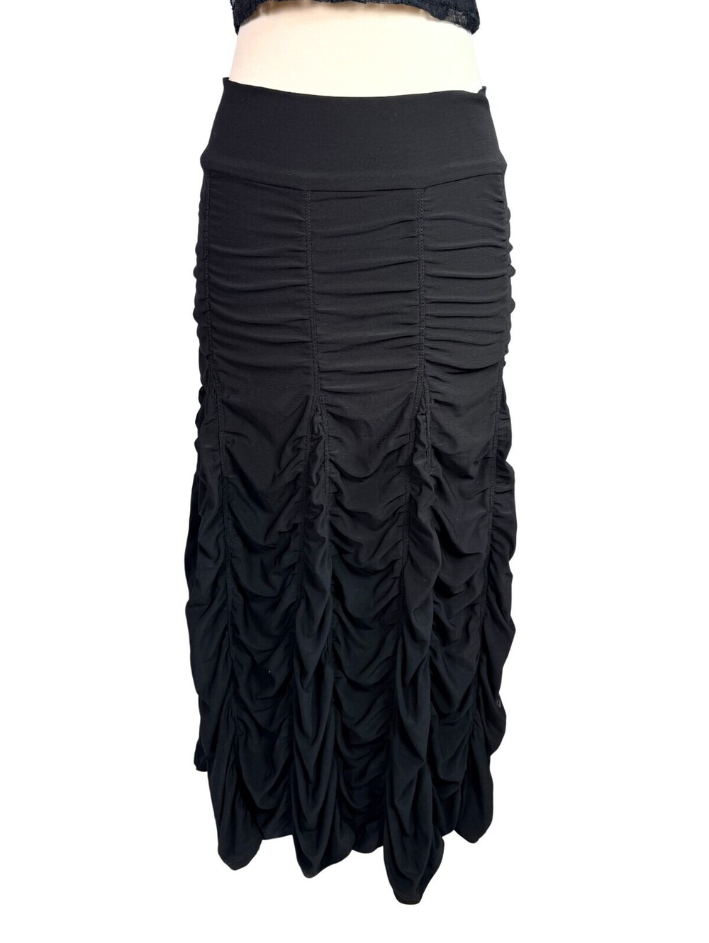 Last Tango Ruched Wrinkle Resistant Maxi Skirt Black Made USA Size Small